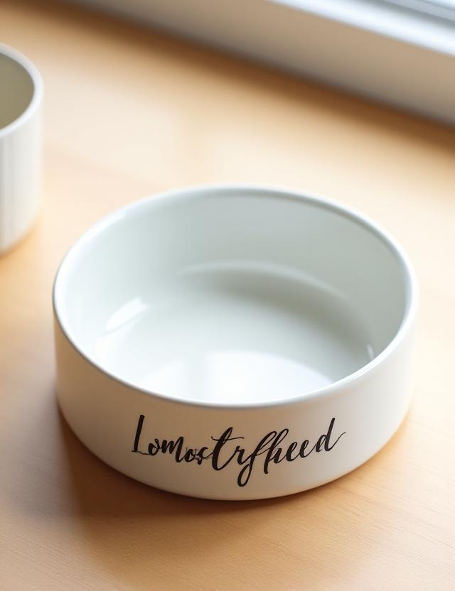 Personalized ceramic pet bowl with calligraphy