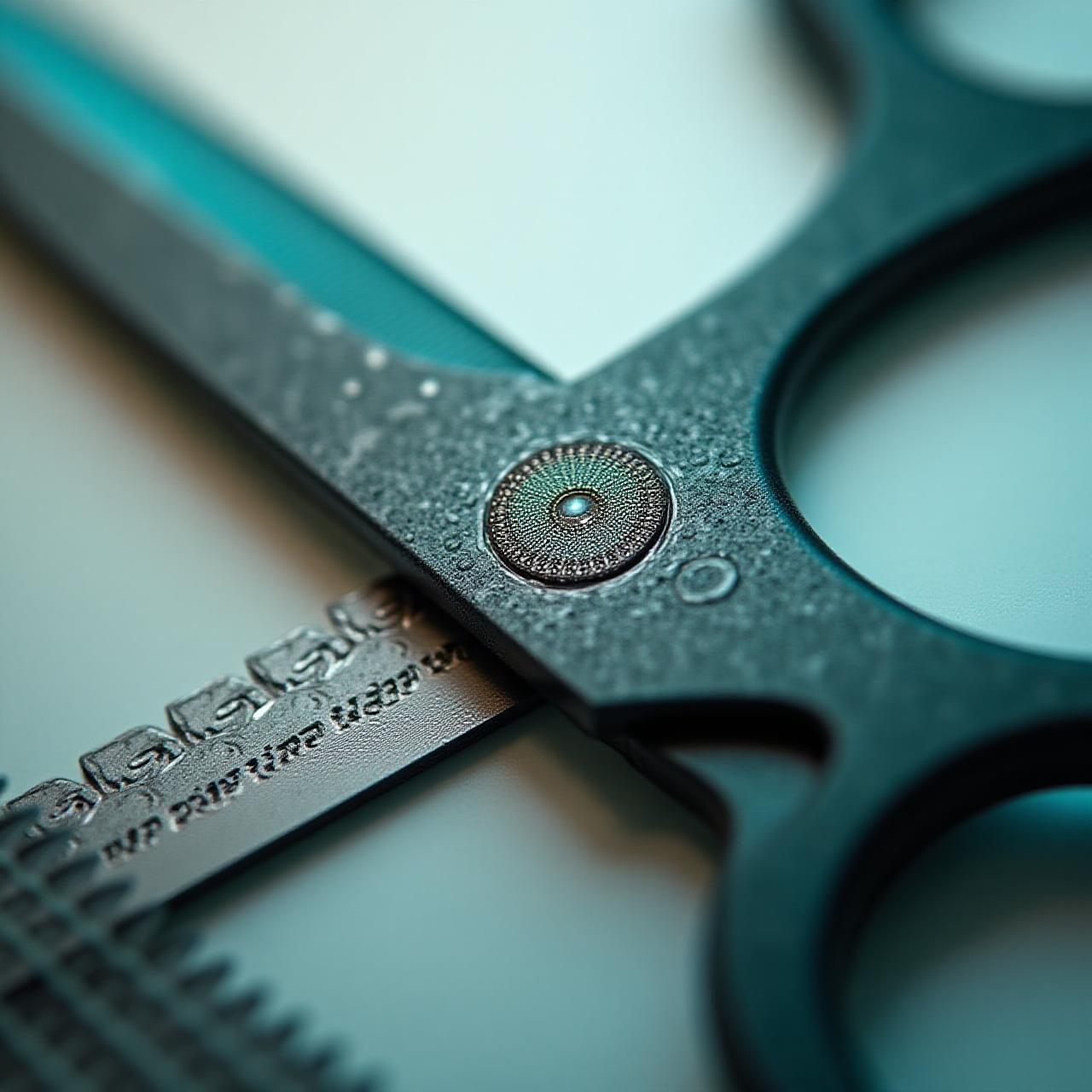 Close-up of hand-engraved grooming scissors