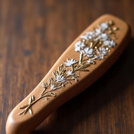 Slicker brush with hand-painted calligraphy handle