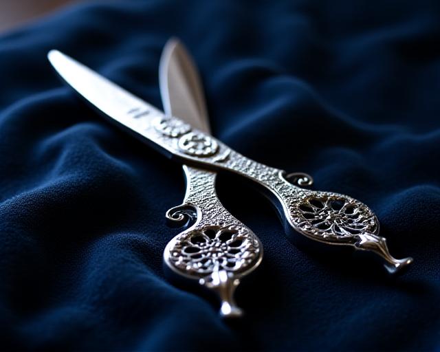 Ornate grooming shears with calligraphy engravings
